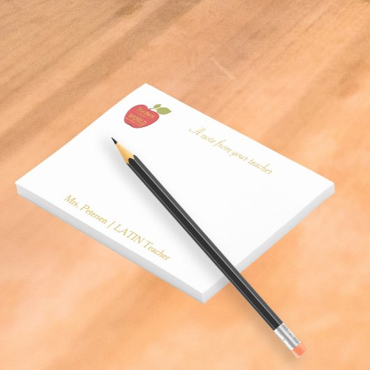 Rode appel gouden typografie citaat leraar post-it® notes