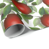 Rode Appel Groene Bladeren Cadeaupapier (Rol Hoek)