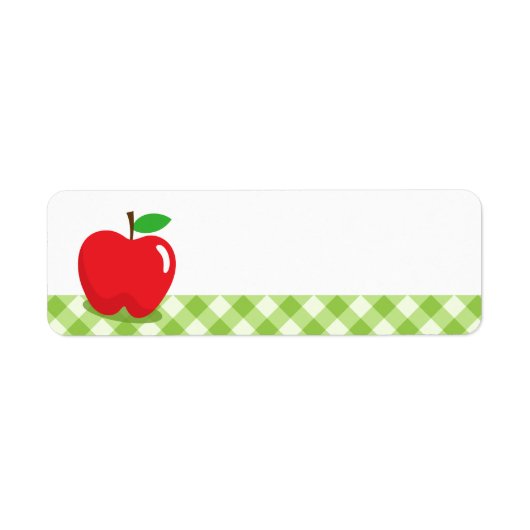 Rode appel groene gingham patroonblanco etiket (Voorkant)