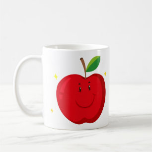 Rode appel met blij gezicht koffiemok