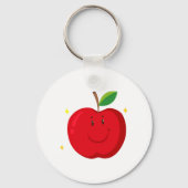 Rode appel met blij gezicht sleutelhanger (Achterkant)