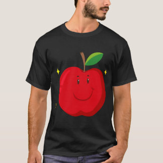 Rode appel met blij gezicht t-shirt