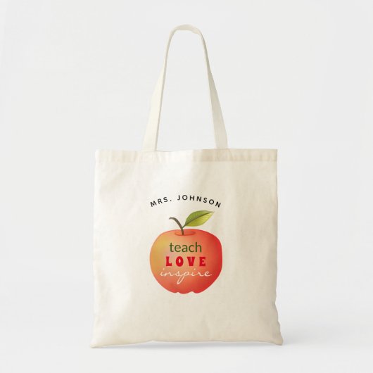Rode Appel Monogram Leraar Tote Bag (Voorkant)