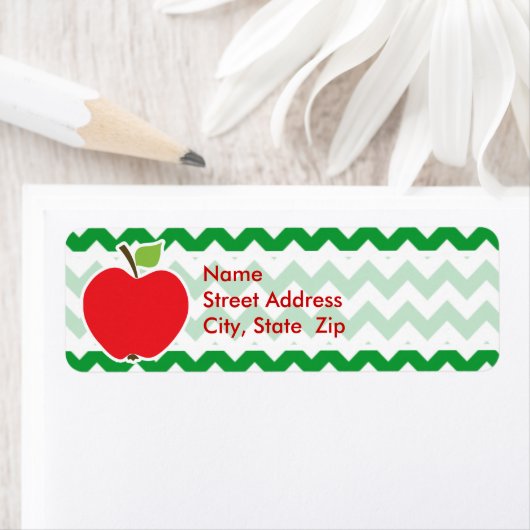 Rode appel op Retro Kelly Groene Chevron Strepen Etiket (Insitu)