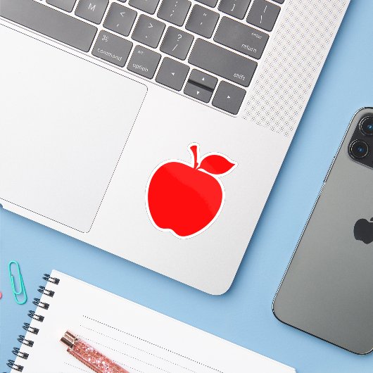 Rode appel stickers (Laptop met iPhone)