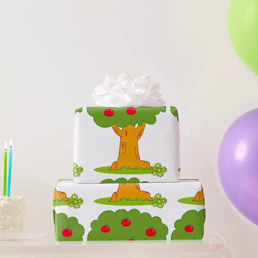 Rode appelboom cadeaupapier