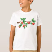 Rode appelboomtak vers fruit en groene bladeren t-shirt (Voorkant)
