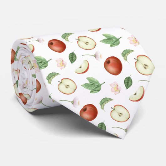Rode appels bladeren en bloesems stropdas (Opgerold)