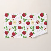 Rode appels, bloesems en groen patroon bad handdoek (Handdoek)