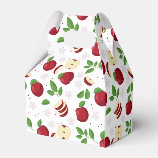 Rode appels, bloesems en groen patroon bedankdoosjes (Achterkant)