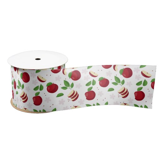Rode appels, bloesems en groen patroon lint (Spoel)