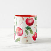 Rode appels botanisch monogram tweekleurige koffiemok (Center)