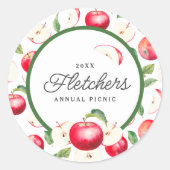 Rode Appels Botanische Aangepaste Ronde Sticker (Voorkant)