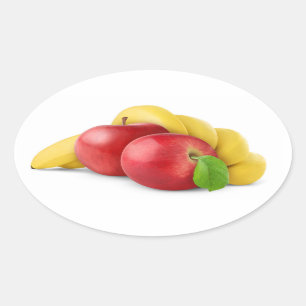 Rode appels en banaan ovale sticker