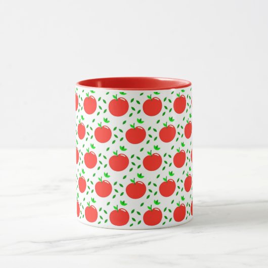 Rode appels en groene bladeren mok (Midden)