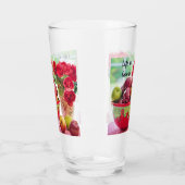 Rode appels en Rozen Het leven is goed Drink Glas (Links)