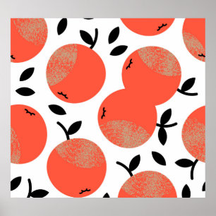 Rode appels: Gouden gestructureerd patroon. Poster