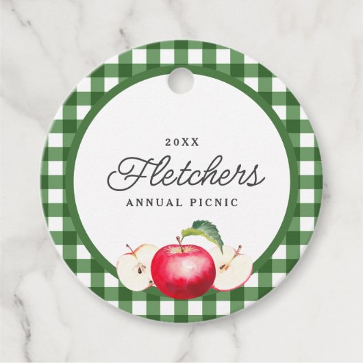 Rode Appels & Groene Gingham Custom Bedankjes Labels (Voorkant)