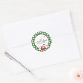 Rode Appels & Groene Gingham Custom Ronde Sticker (Envelop)