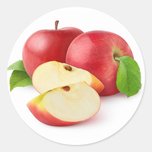 Rode appels ronde sticker (Voorkant)
