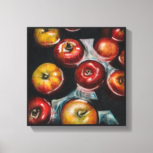 Rode appels schilderen | Appelen in water Canvas Afdruk (Voorkant)