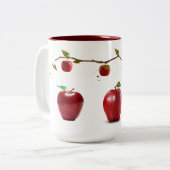 Rode appels tweekleurige koffiemok (Voorkant links)
