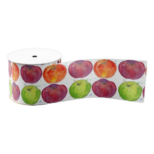 Rode Appels Waterverf Fruit Illustratie Grosgrain Lint