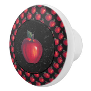 Rode appels zwart keramische knop