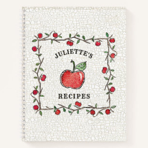 rode appelwijn Monogrammed Cookbook Recipe Notitieboek