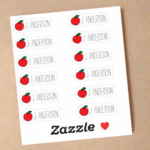 Rode Apple Naamstickers voor Leraren - Set van 12 Sticker