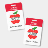 Rode Apple School docent of student pas Badge (Voor- en achterkant)