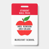 Rode Apple School docent of student pas Badge (Voorzijde)