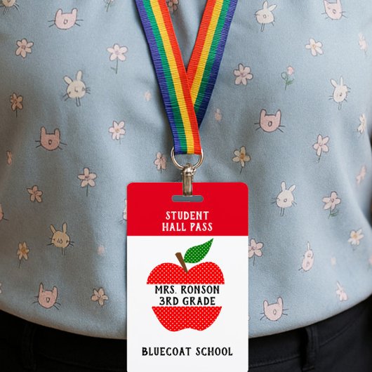 Rode Apple School docent of student pas Badge