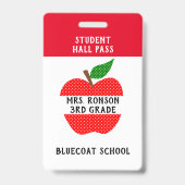 Rode Apple School leraar of student pas Badge (Back)