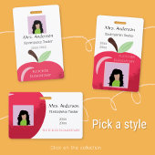Rode Apple Teacher Witte Foto ID Badge
