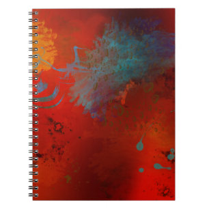 Rode, Aqua & Gouden Grunge Abstracte Kunst Notitieboek