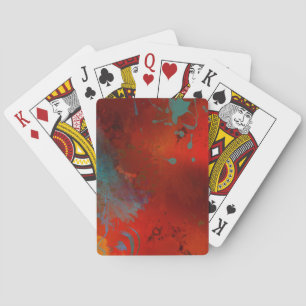 Rode, Aqua & Gouden Grunge Abstracte Kunst Speelkaarten