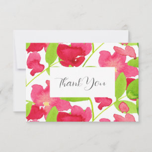 Rode Aquarel Bloemen Bedankkaart