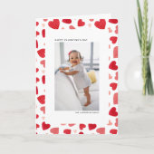 Rode Aquarel Harten Foto Gelukkige Valentijnsdag Feestdagen Kaart (Voorkant)