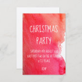 Rode aquarel moderne kerstfeest kaart (Voorkant / Achterkant)