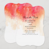 Rode aquarel save the date. Perzik bruiloft modern Date (Voorkant / Achterkant)