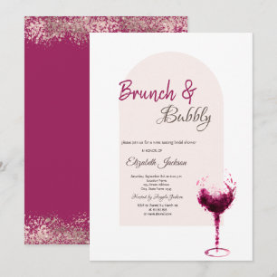 Rode Aquarel Wijnglas Confetti Brunch & Mousserend Kaart