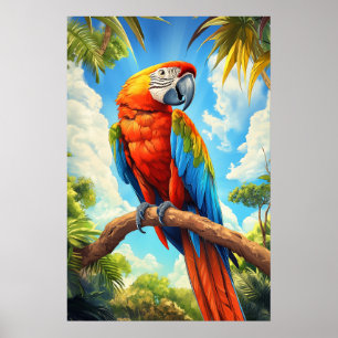 Rode Ara in Jungle Poster