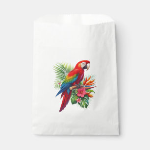 Rode ara tropische bloemen bedankzakje