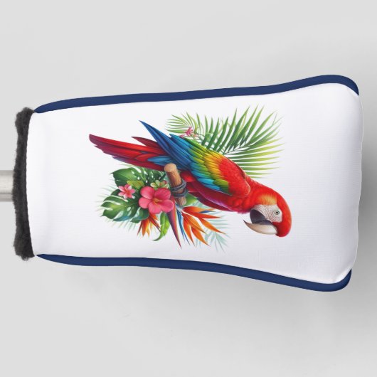 Rode ara tropische bloemen golfheadcover (Voorkant)