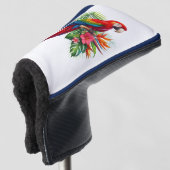 Rode ara tropische bloemen golfheadcover (3/4 voorkant)