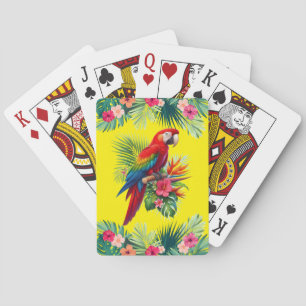 Rode ara tropische bloemen pokerkaarten