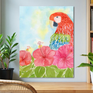 Rode Ara's en Roze Hibiscus Poster Perfect Poster