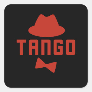 Rode Argentijnse Tango Fedora Bow Stropdas Danser Vierkante Sticker