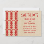 Rode Art Deco rand Save the Date uitnodiging (Voorkant)